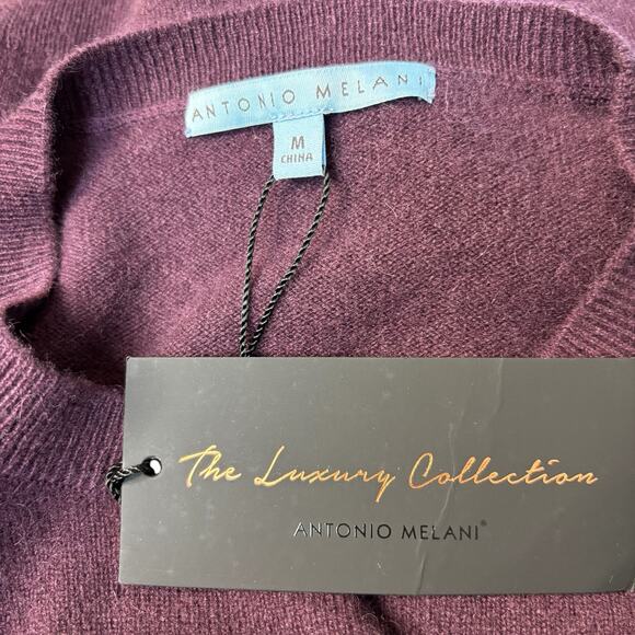 Antonio Melani Purple Cashmere Crewneck Sweater Medium - Picture 4 of 5